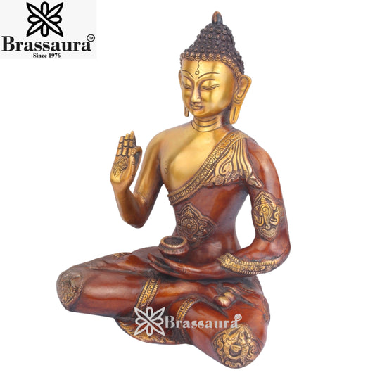 Brass Blessing Buddha Weight 4.5 Kg & Height 13 Inch