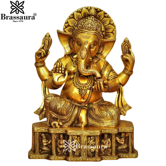Brass Ganesha Statue Weight 7.1 Kg & Height 12.5 Inch