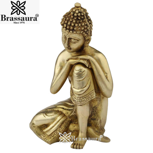 Brass Artistic Royal Golden Buddha Weight 2.4 Kg & Height 8 Inch