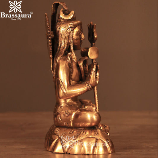 Brassaura™ Small Brass Shiva Idol – Height 10.2 Inches & Weight 2.9 Kgs | Sacred Home Décor