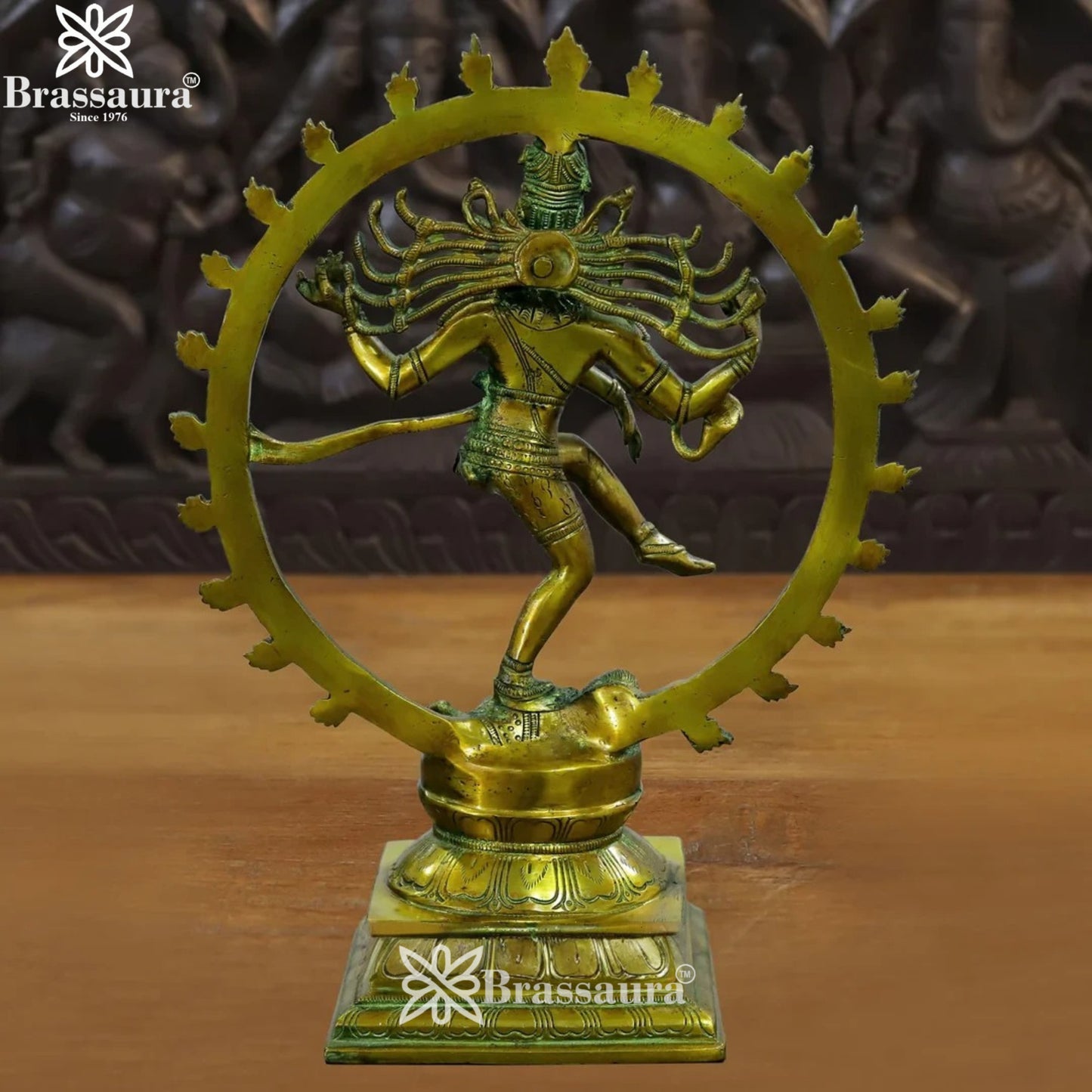 Brass Antique Gold Dancing Natraj Statue Weight 5.07 Kg And Height 11 Inch