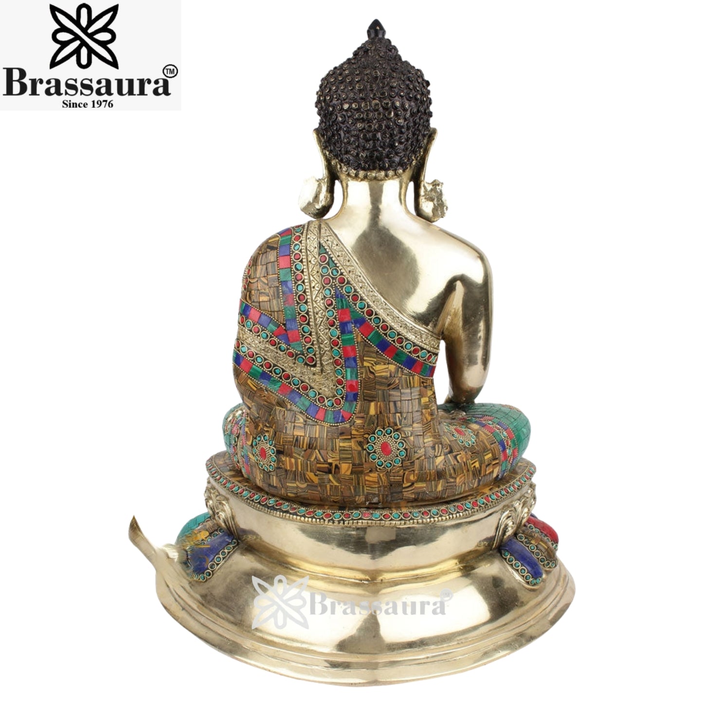 Brass Gem Stone Work Bhumisprasa Buddha Weight 18 kg & Height 20 Inch