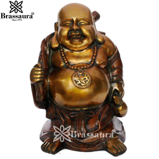 Brass Standing Laughing Buddha Weight 21 Kg & Height 20 Inch