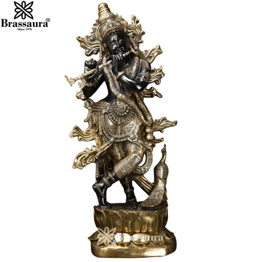 Brass Krishna Murti Weight 73.8 Kg And Height 48 Inch