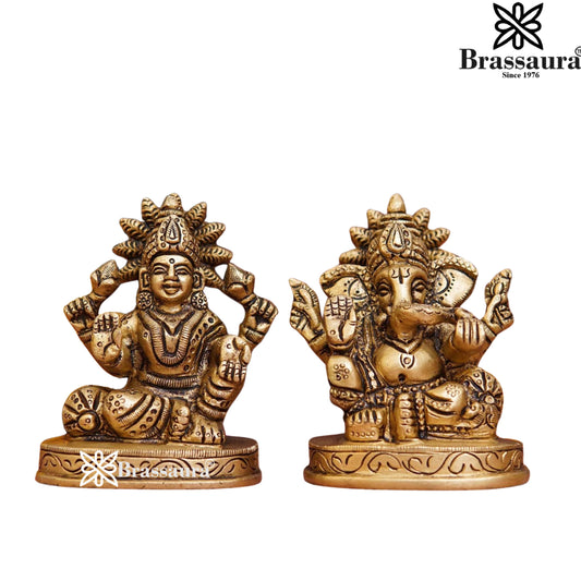 Brass Artistic Lakshmi Ganesh Weight 0.8 Kg & Height 3 Inch