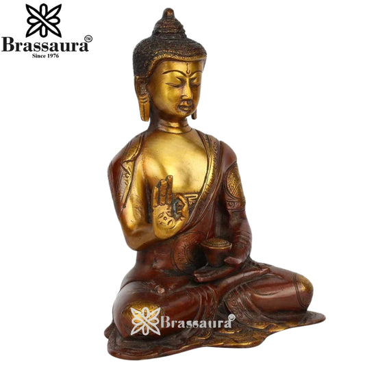 Brass Blessing Buddha Weight 2.1 kg & Height 8 Inch