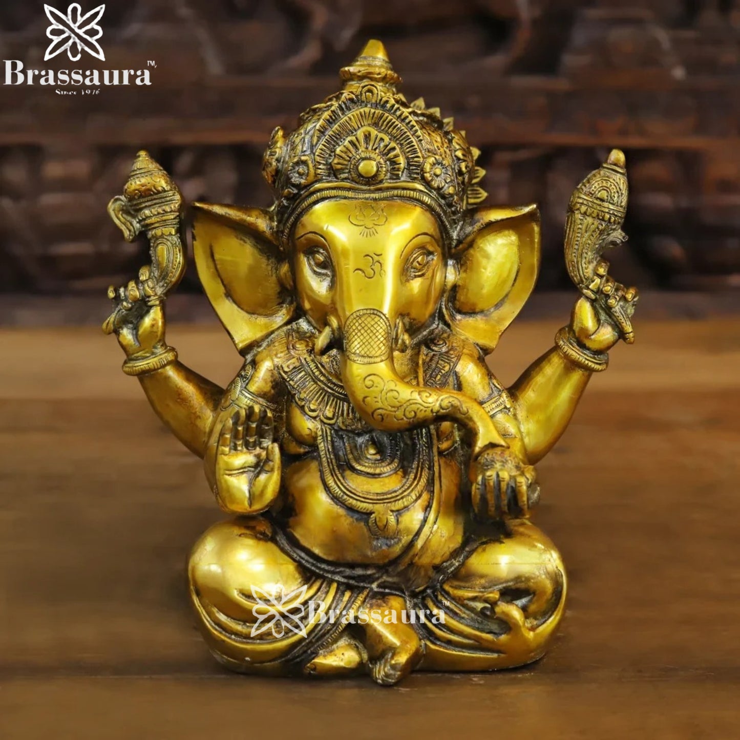 Brass Ganesha Weight 4.3 Kg & Height 9 Inch