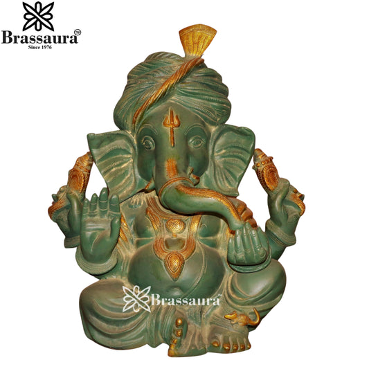 Brass Turban Ganesha Weight 20.6 Kg & Height 17 Inch
