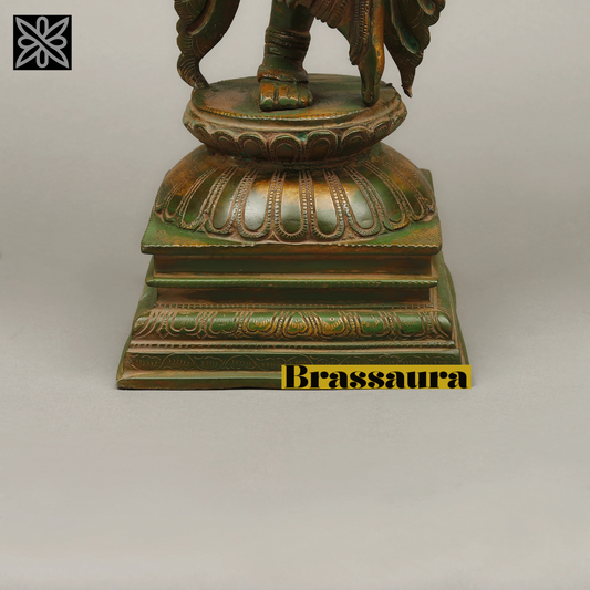 BrassAura™ Brass Krishna Playing Flute – Multi-Color Finish | Height 24 Inch | Weight 13.05 Kg