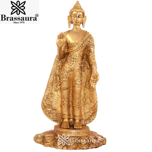 Brass Classic Standing Buddha Weight 2.7 Kg & Height 11 inch