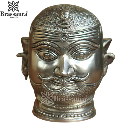 Brass Silver Shiva Mukhlingam Statue Weight 2.3 Kg And Height 6 Inch