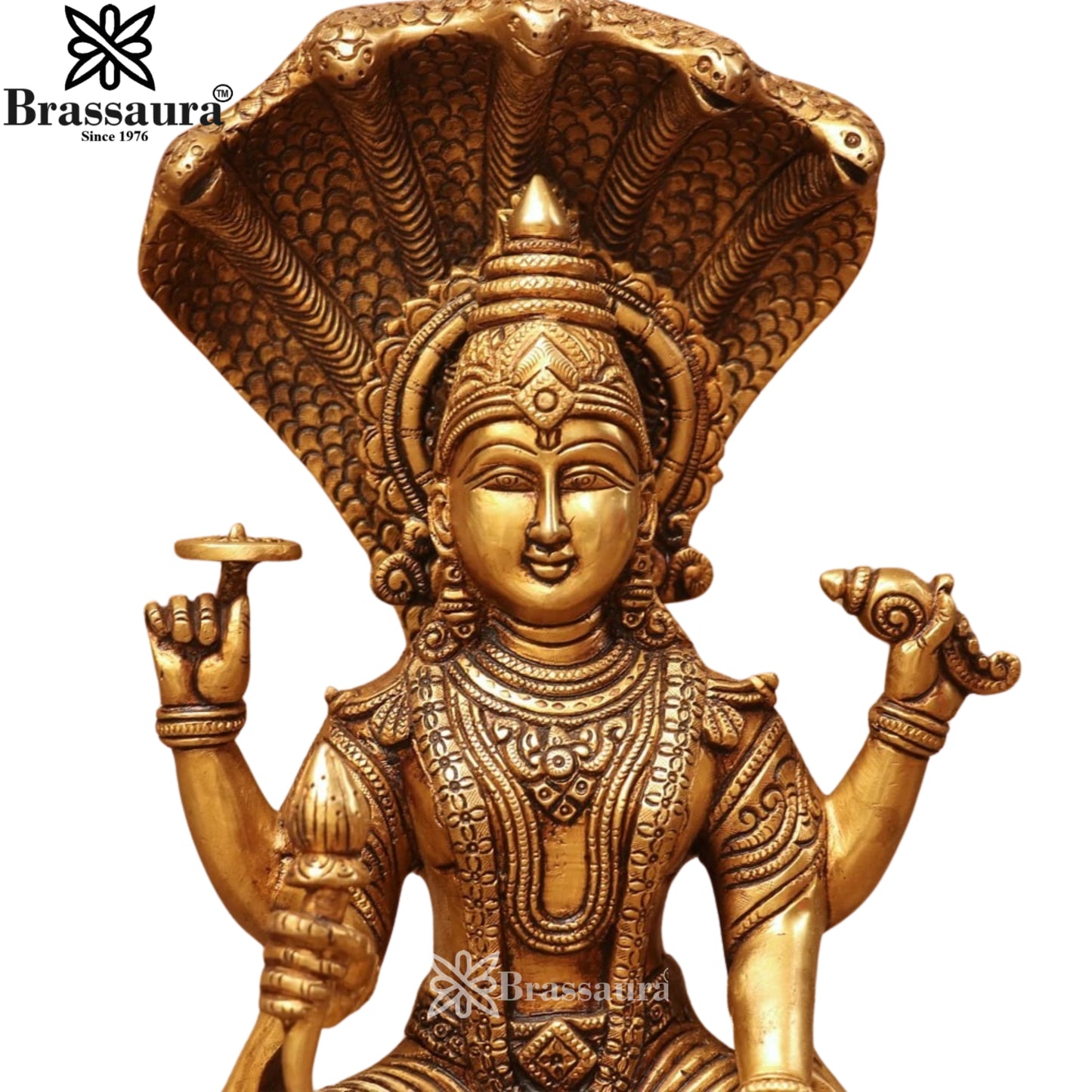 Brass Vishnu On Sheshnaag Statue Weight 7.7 Kg And Height 12.5 Inch