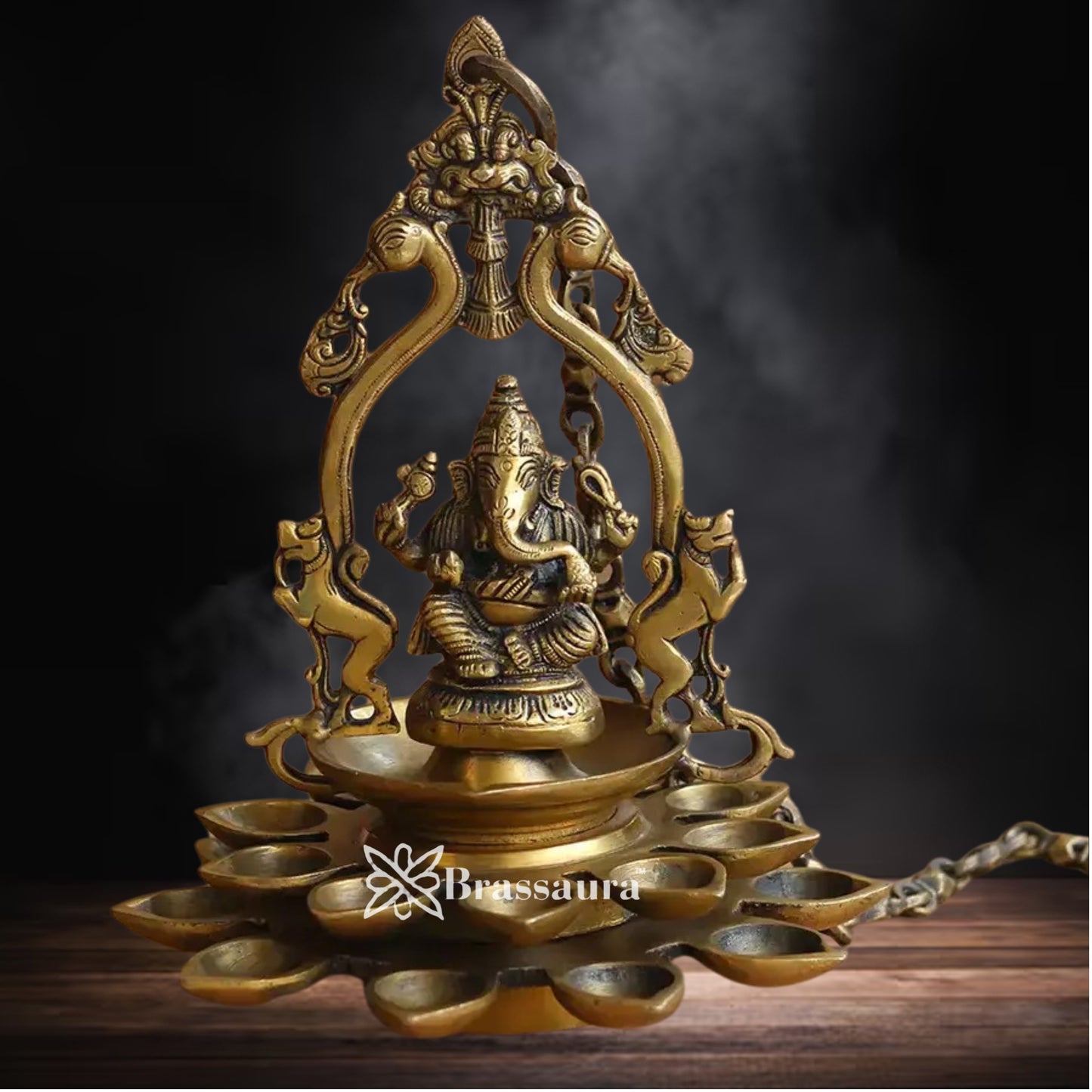 Brass Ganesha Statue Weight 3.7 Kg And Height 11.5 Inch