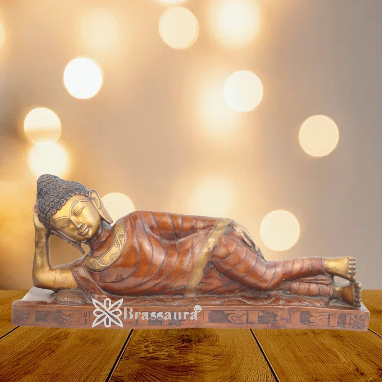 Brass Sleeping Buddha Weight 19 Kg & Height 12 Inch