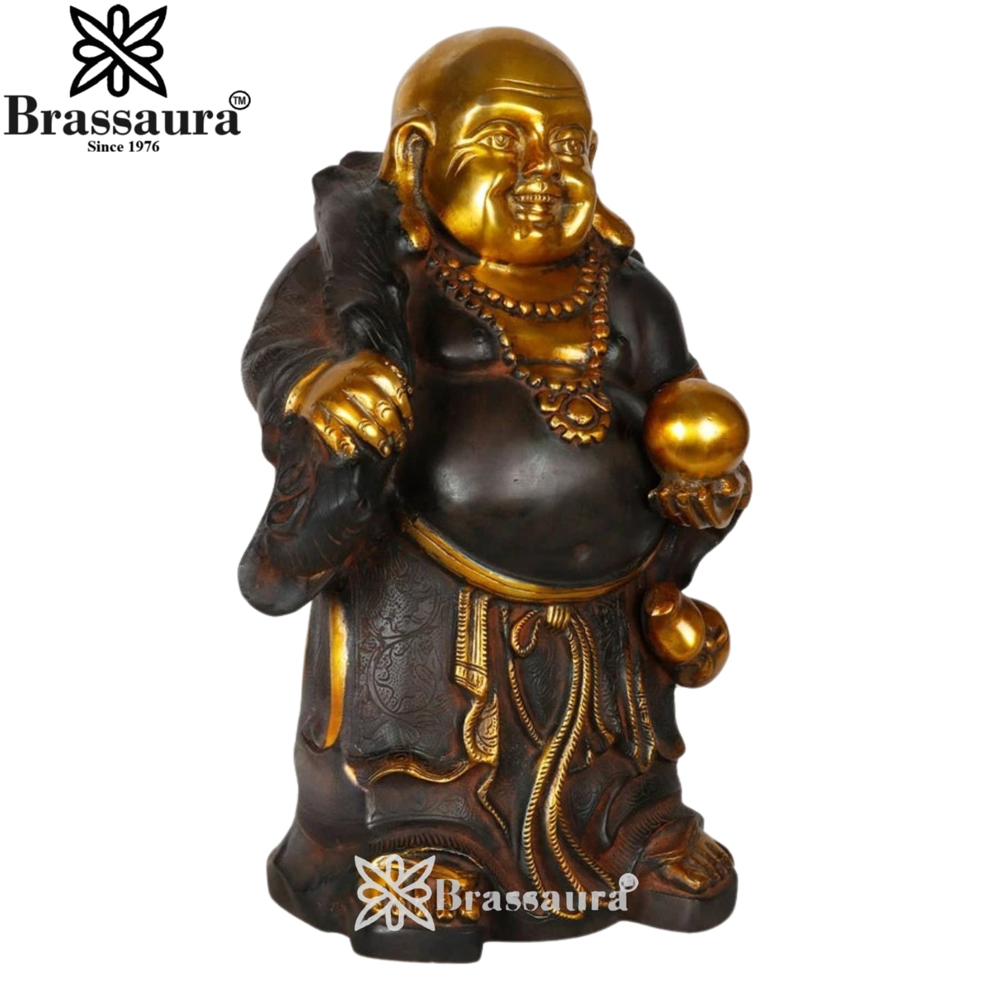 Brass Multicolored Standing Buddha Weight 14 kg & Height 17 Inch