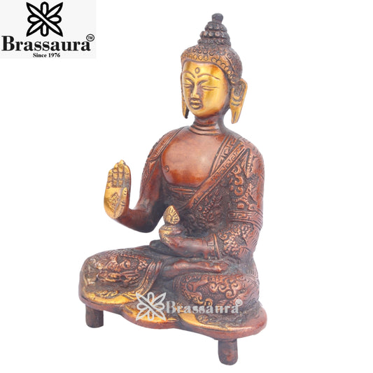 Brass Blessing Buddha Weight 0.9 Kg & Height 6 Inch