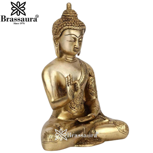 Brass Blessing Buddha Weight 1.9 kg & Height 8 Inch