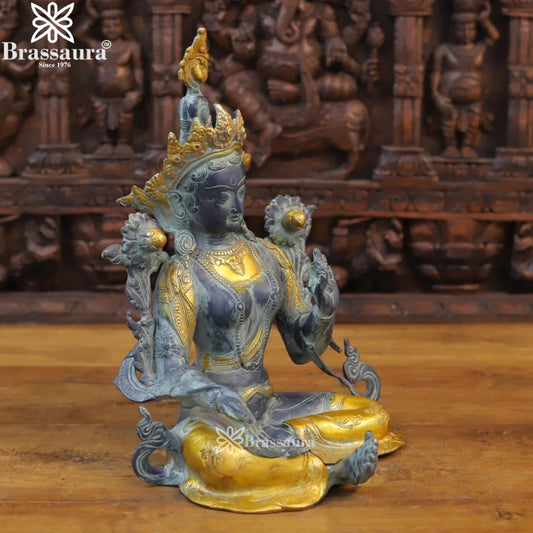 Brass Vintage Tara Statue Weight 7.26 Kg And Height 15.5 Inch