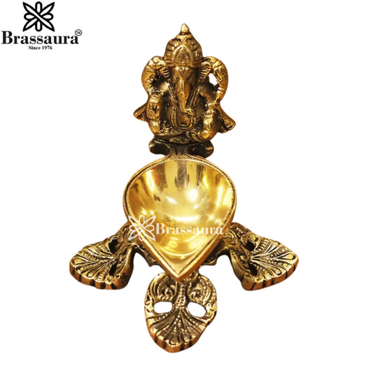 Brass Ganesha Diya Statue Weight .6 Kg And Height 4.5 Inch