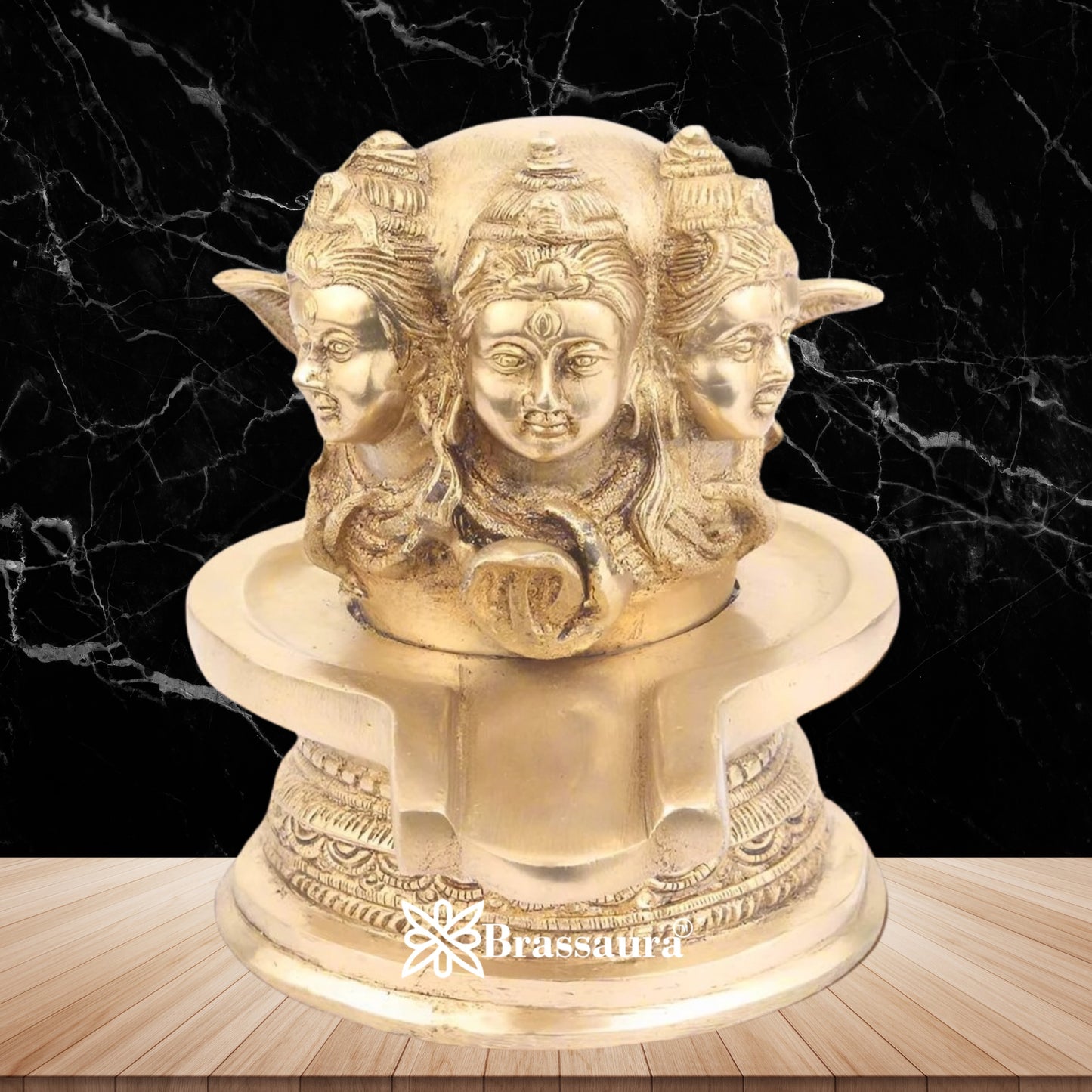 Brass Royal Golden Shiva Face Shivling Weight 2.5 Kg & Height 7 Inch