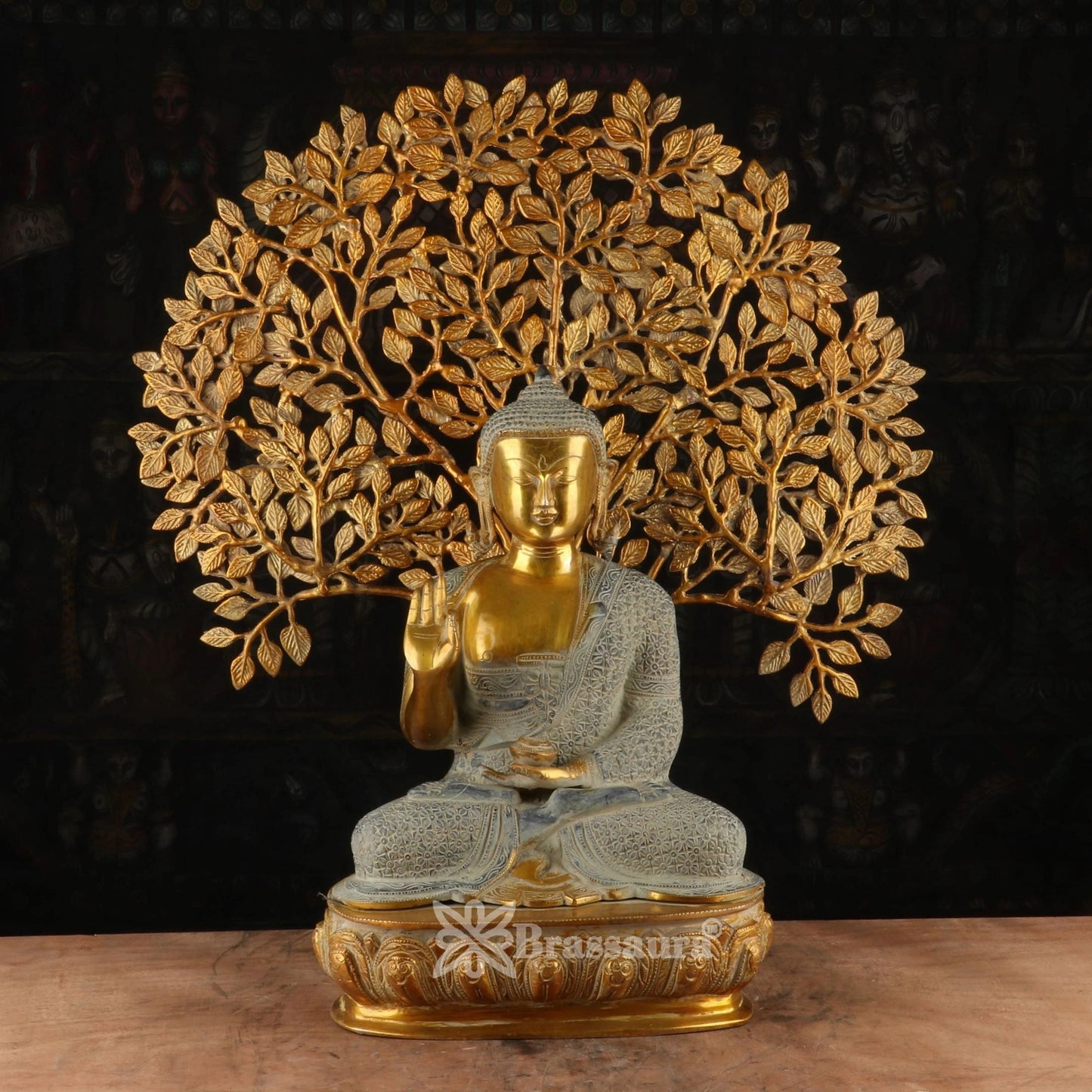 Brass Blessing Tree Artistic Buddha Weight 19.5 kg & Height 25 Inch