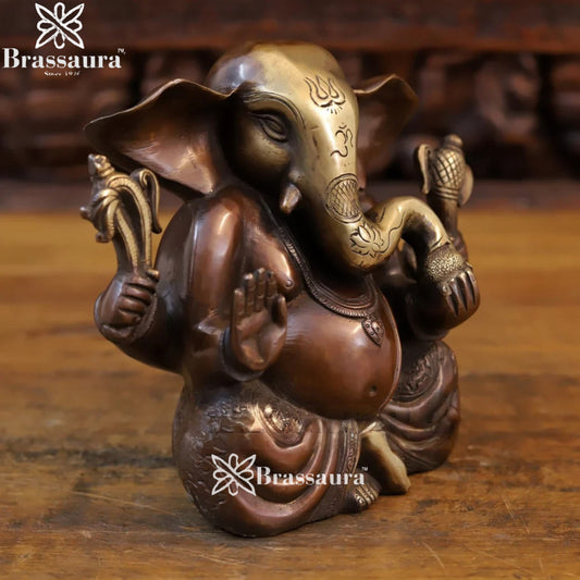 Brass Ganesha Weight 3.34 Kg & Height 7.5 Inch