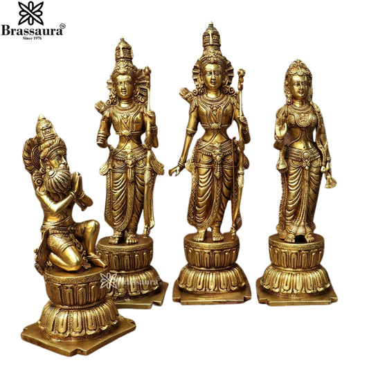 Brassaura™ Brass Ram Darbar Idol – Height 23 Inches & Weight 35 Kgs | Symbol of Righteousness & Harmony for Pooja Room