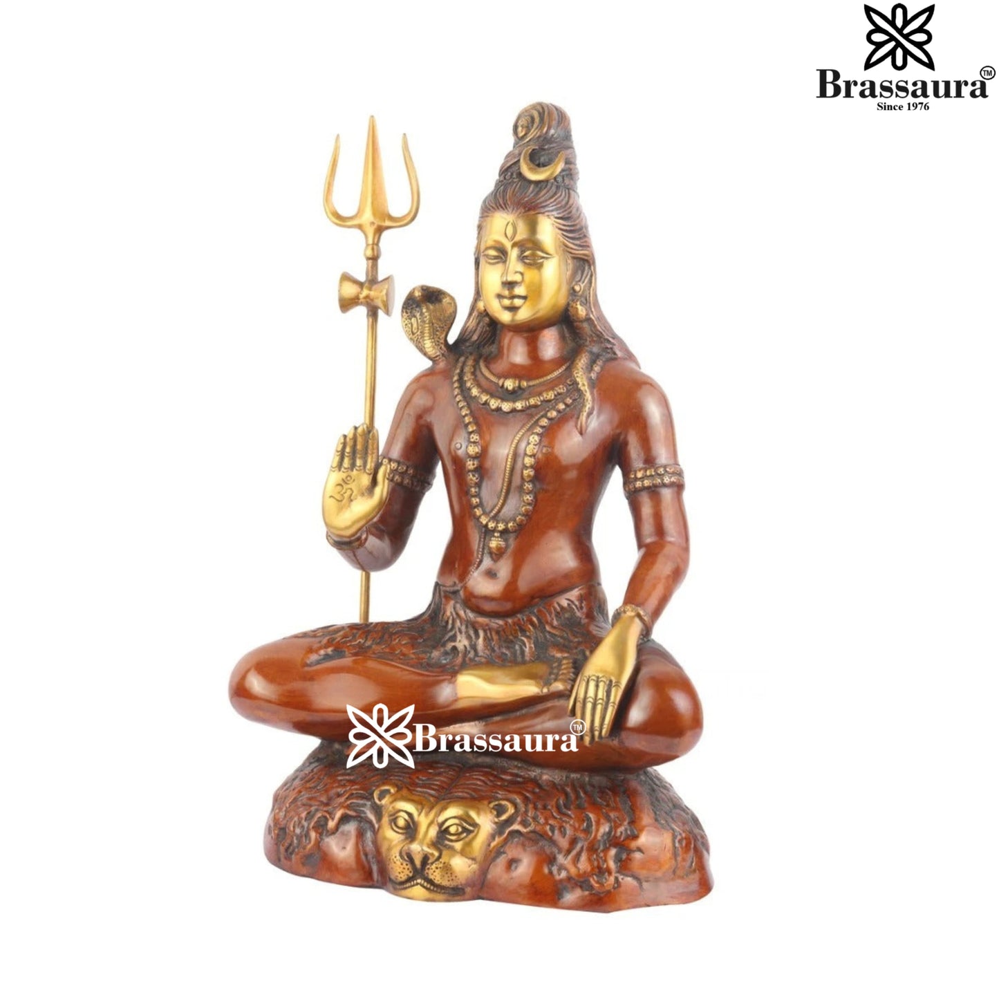 Brassaura™ Elegant Brass Shiva Idol – Height 24 Inches & Weight 17 Kgs | Hindu Devotional Idol