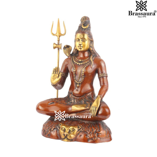 Brassaura™ Elegant Brass Shiva Idol – Height 24 Inches & Weight 17 Kgs | Hindu Devotional Idol