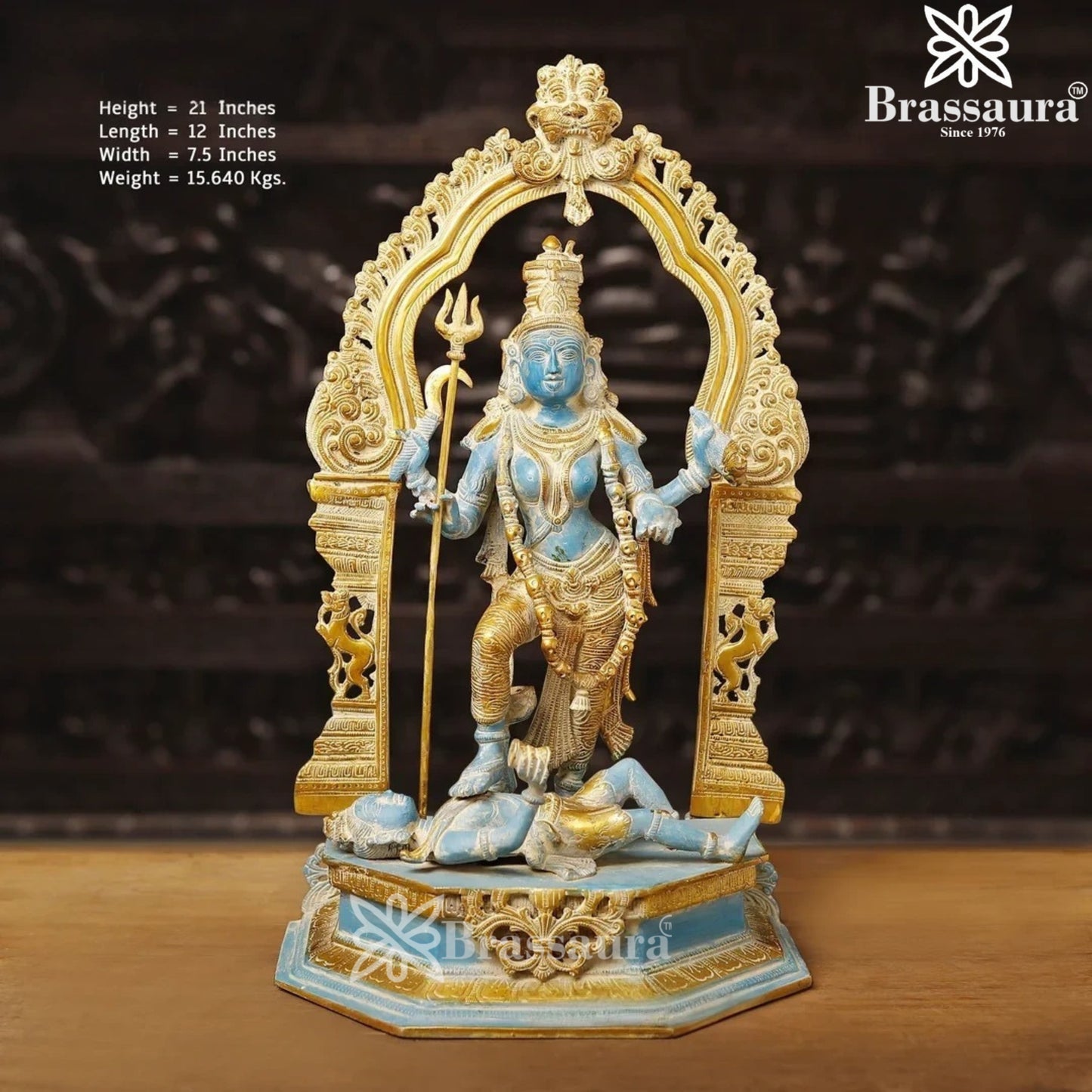 Brassaura® Brass Kali Ma With Shiva Statue Weight 15.64 Kg And Height 21 Inch