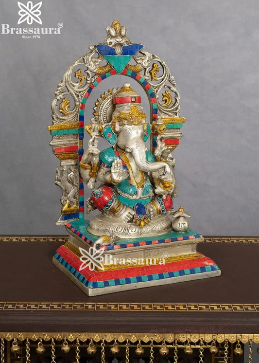 Brassaura Brass Ganesha Idol | Height 15 Inches