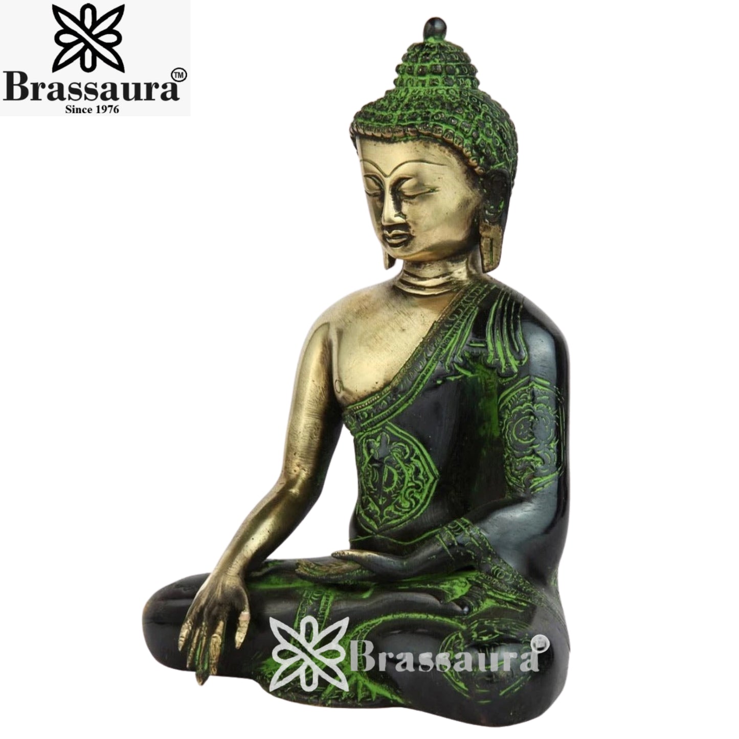 Brass Bhumisprasa Buddha Weight 2 kg & Height 7 Inch