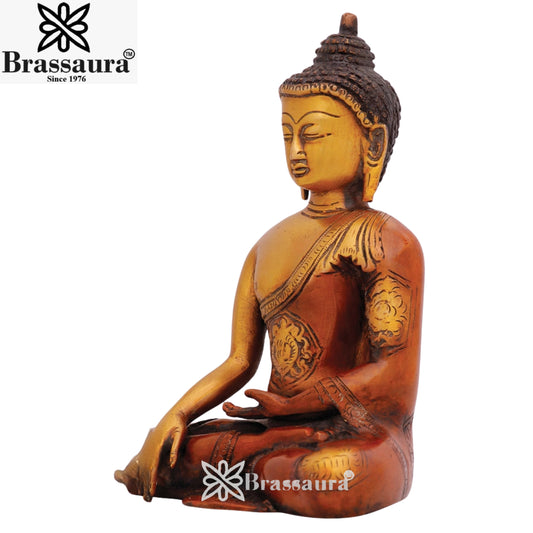 Brass Bhumisprasa Buddha Weight 1.8 kg & Height 7 Inch