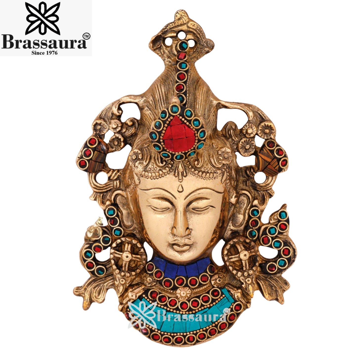 Brass Gem Stone Work Tara Weight 0.8 Kg & Height 7.5 Inch