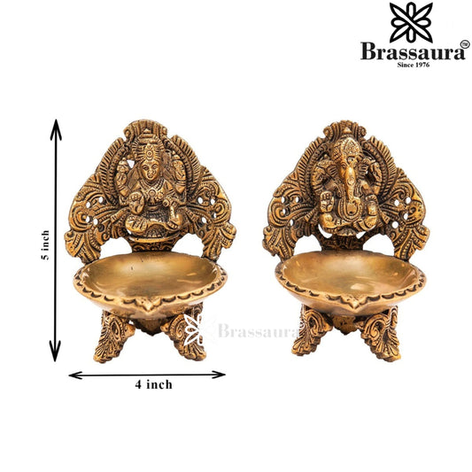 Brass Antique Lakshmi Ganesh Weight 1.4 Kg & Height 5 Inch