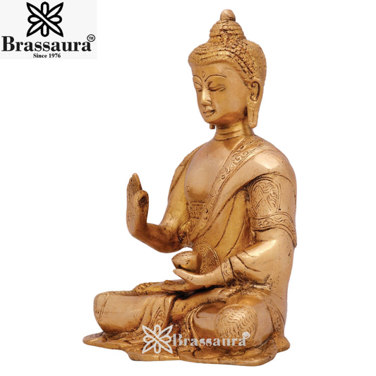 Brass Blessing Buddha Weight 2 kg & Height 8 Inch