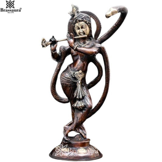 Brass Dancing Krishna Murti Weight 5.45 Kg And Height 15 Inch
