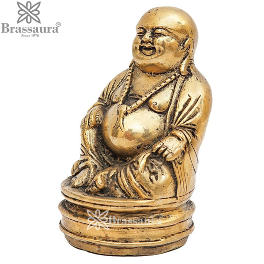 Brass Laughing Buddha Weight 2.8 kg & Height 7 Inch