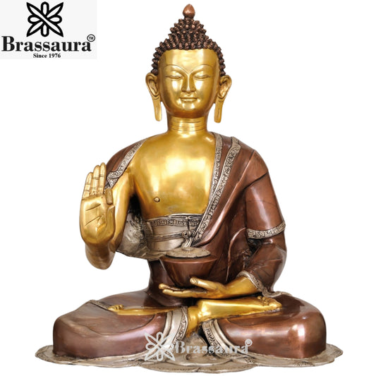 Brass Blessing Buddha Weight 27 Kg & Height 28 Inch