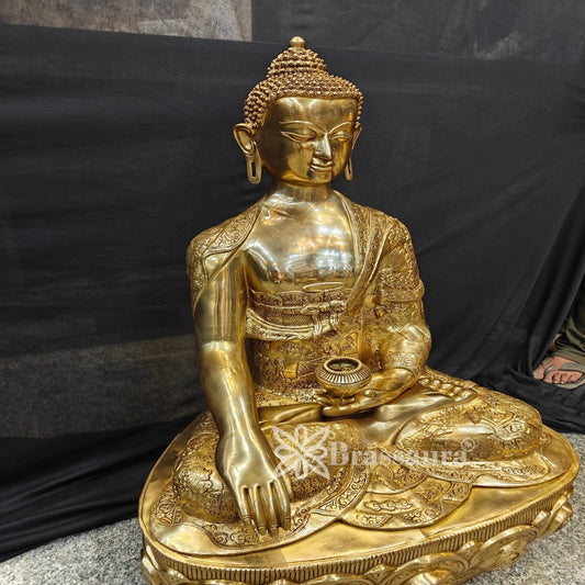 Brass Bhumisprasa Buddha Weight 52 kg & Height 33 Inch