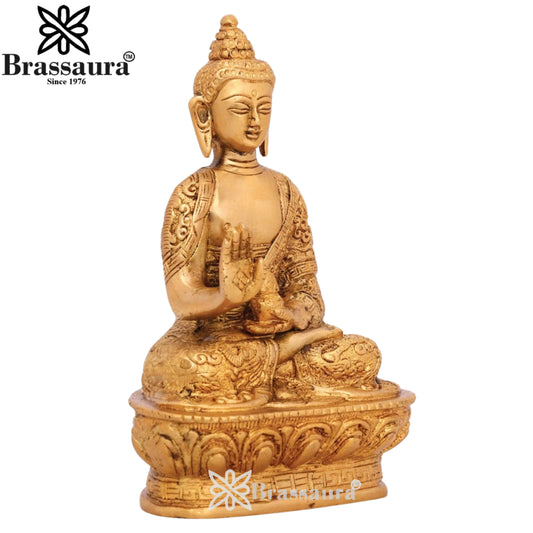 Brass Blessing Royal Golden Buddha Weight 1 kg & Height 7 Inch