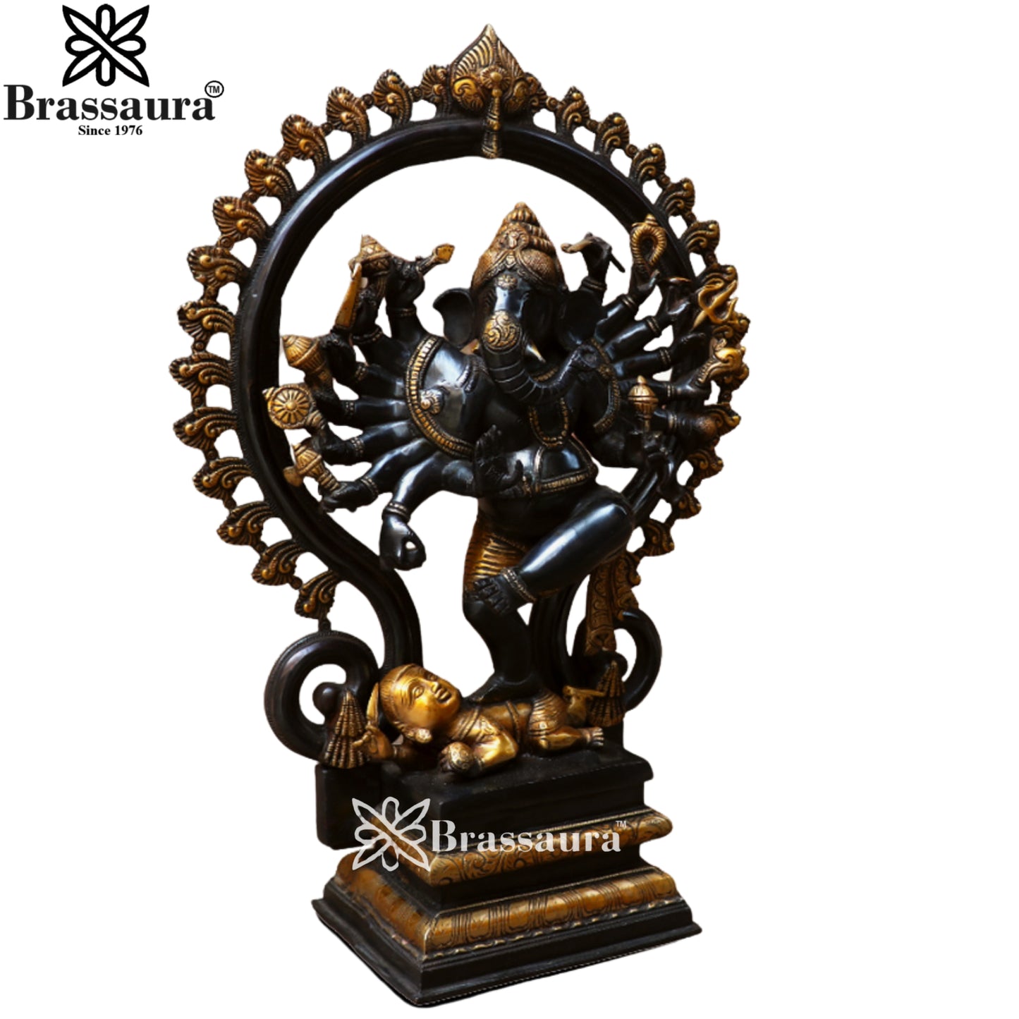 Brass Ring Ganesha Statue Weight 20.3 Kg & Height 25 Inch