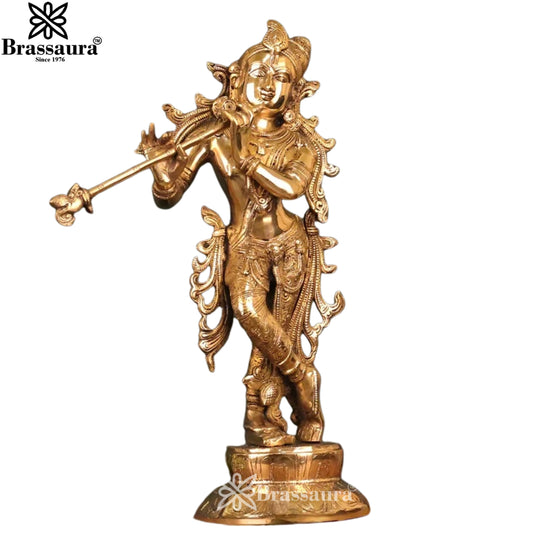 Brass Royal Gold Krishna Murti Weight 6.5 Kg And Height 18 Inch
