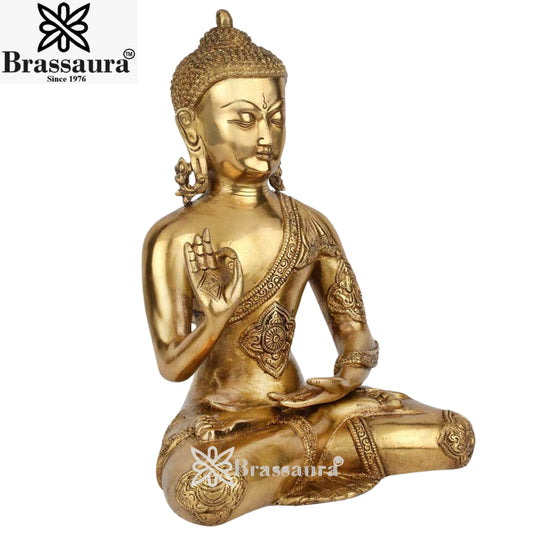 Brass Blessing Buddha Weight 5.4 kg & Height 12 Inch