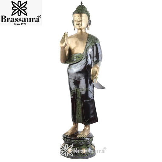 Brass Blessing Standing Buddha Weight 34 Kg & Height 50 Inch