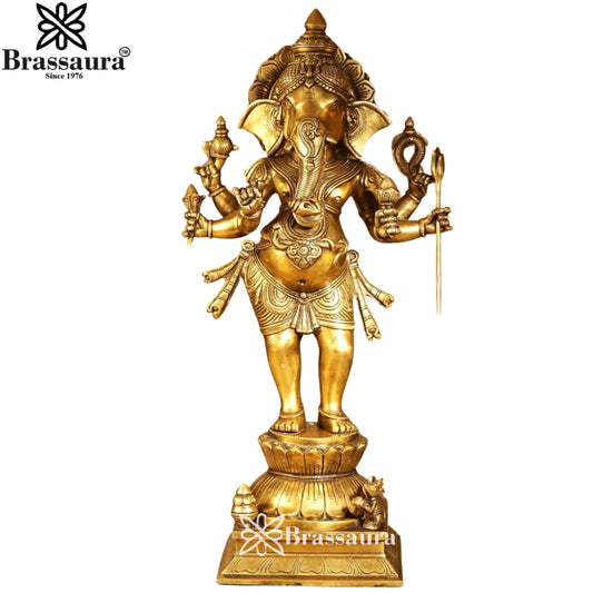 Brass Dancing Ganesha Statue Weight 20 Kg & Height 26 Inch