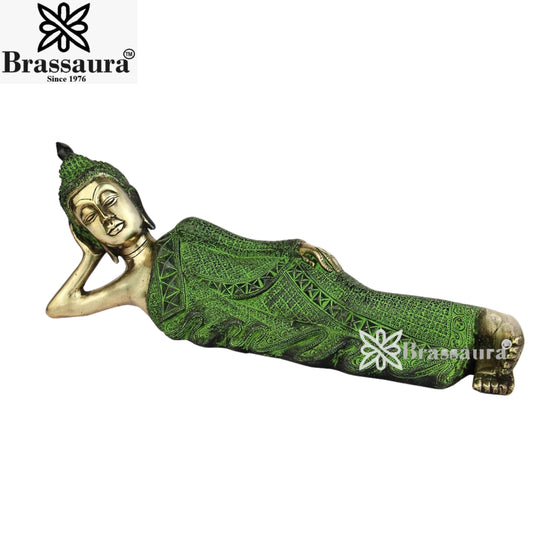 Brass Vintage Relaxing Buddha Weight 4.5 Kg & Height 7 Inch