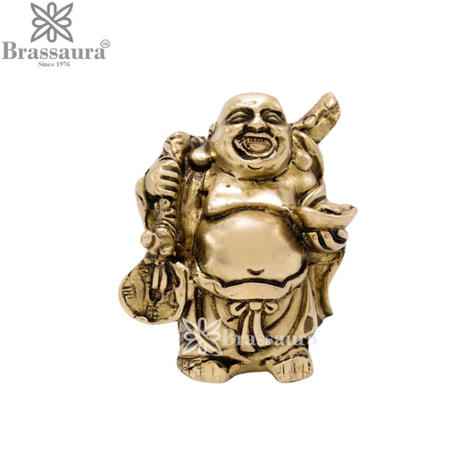 Brass Laughing Buddha Weight 0.4 kg & Height 3.5 Inch