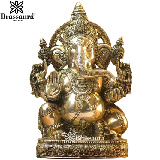 Brass Ganesha Statue Weight 21.55 Kg And Height 19 Inch