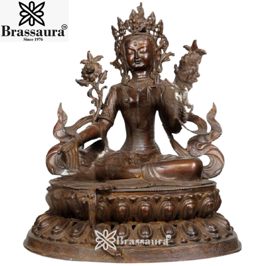 Brass Antique Tara Weight 22 Kg & Height 24.5 Inch
